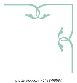 Mint green vintage corner lines Corner for abstract wedding cards