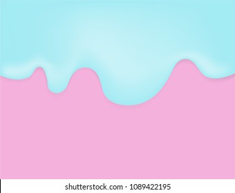 Mint green water or Ice cream flows down on a pink background. light and shadow ,abstract. pastels background .,Vector