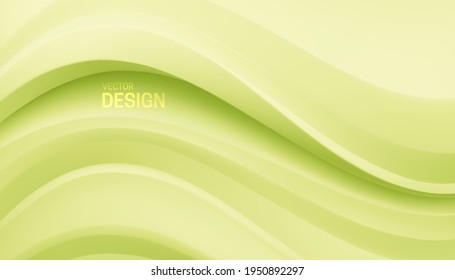 Mint green wavy backdrop. Abstract background. Soft elastic shape. Vector 3d illustration. Minimalist decoration for banner or cover design.