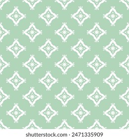 Mint green and white color geometric motif seamless pattern for tile and carpet. Floral ethnic mandala repeat texture for wallpaper, textile, bags and cloth.