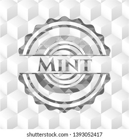 Mint grey emblem with cube white background