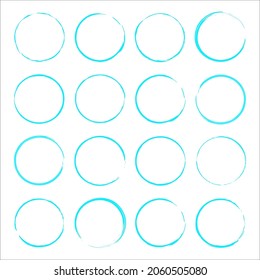 Mint grunge round frames. Abstract art. Ink style. Doodle concept. Decorative logo. Vector illustration. Stock image. 