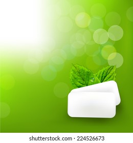 Mint Gum With Blur Bokeh With Gradient Mesh, Vector Illustration