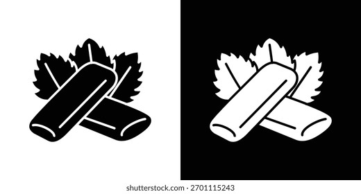 Mint gum icon silhouette vector in black colors. flat symbol logo design style