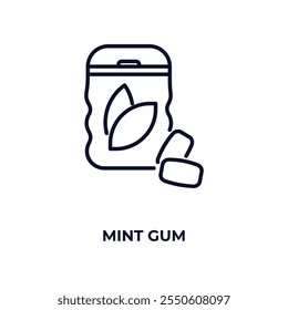 mint gum outline icon. Linear vector from dentist concept. Thin line mint gum icon isolated on white background