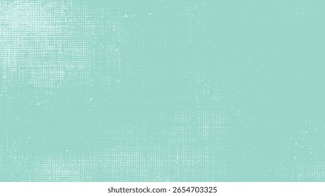 Textura de fondo grunge de semitono de menta. Superposición de puntos retro con bordes desgastados y patrón áspero pastel vintage. Pop art comic feel.
