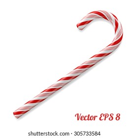 Mint hard candy cane striped in Christmas colours, vector illustration EPS 8.