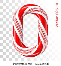 Mint hard candy cane vector number collection striped in Christmas colours. Figure 0. Eps 8 using mesh.

