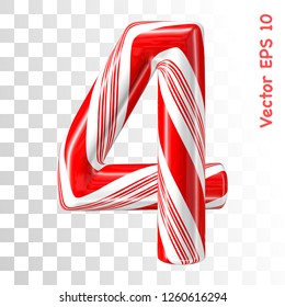 Mint hard candy cane vector number collection striped in Christmas colours. Figure 4. Eps 8 using mesh.

