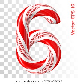 Mint hard candy cane vector number collection striped in Christmas colours. Figure 6. Eps 8 using mesh.

