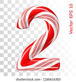 Mint hard candy cane vector number collection striped in Christmas colours. Figure 2. Eps 8 using mesh.

