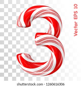 Mint hard candy cane vector number collection striped in Christmas colours. Figure 3. Eps 8 using mesh.

