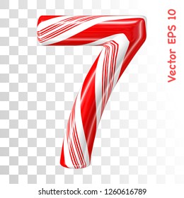 Mint hard candy cane vector number collection striped in Christmas colours. Figure 7. Eps 8 using mesh.

