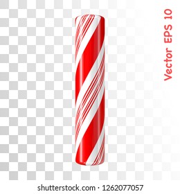 Mint hard candy cane vector alphabet collection striped in Christmas colours. Letter I. Eps 8 using mesh.