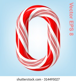 Mint hard candy cane vector number collection striped in Christmas colours. Figure 0. Eps 8 using mesh.

