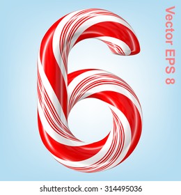 Mint hard candy cane vector number collection striped in Christmas colours. Figure 6. Eps 8 using mesh.

