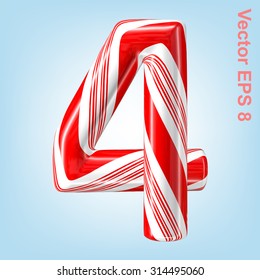 Mint hard candy cane vector number collection striped in Christmas colours. Figure 4. Eps 8 using mesh.

