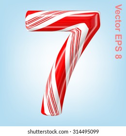 Mint hard candy cane vector number collection striped in Christmas colours. Figure 7. Eps 8 using mesh.

