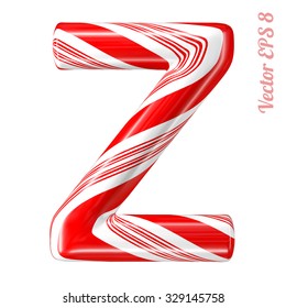 Mint hard candy cane vector alphabet collection striped in Christmas colours. Letter Z. Eps 8 using mesh.