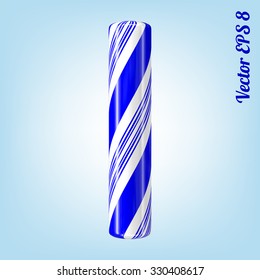 Mint hard candy cane vector alphabet collection striped in Christmas colours. Letter I. Eps 8 using mesh.