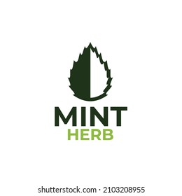 Mint herb leaf vector logo design