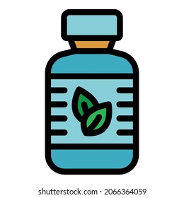 Mint herbal mouthwash icon. Outline mint herbal mouthwash vector icon color flat isolated