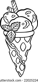 mint holiday colored sorbet, ice cream vector illustration