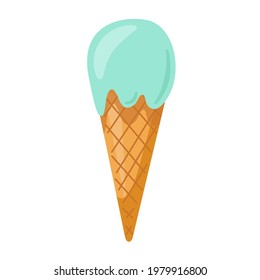 Mint Ice cream. Flat style vector illustration design