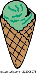 Helado de menta con fondo blanco. Imagen vectorial. 
