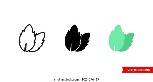 Mint icon of 3 types: color, black and white, outline. Isolated vector sign symbol.