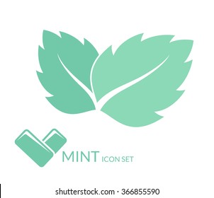 Mint icon. Chewing gum sign. Isolated mint leaves on white background. Vector illustration EPS10