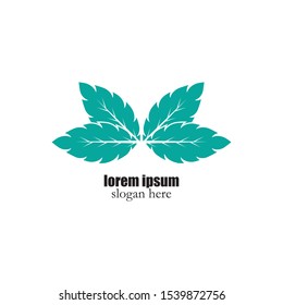 Mint. Icon Fresh mint leaves logo vector illustration
