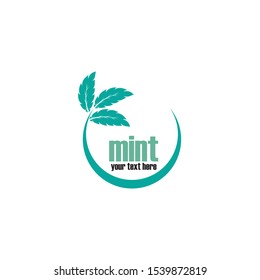 Mint. Icon Fresh mint leaves logo vector illustration
