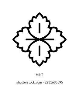 mint icon. Line Art Style Design Isolated On White Background