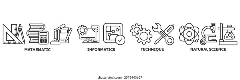 MINT icon set illustration concept with icon of mathematic, informatics, technique, natural science