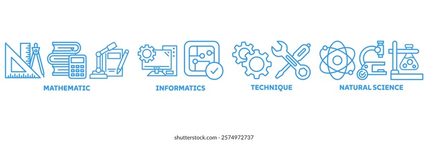 MINT icon set illustration concept with icon of mathematic, informatics, technique, natural science	
