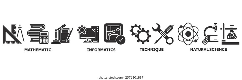 MINT icon set illustration concept with icon of mathematic, informatics, technique, natural science