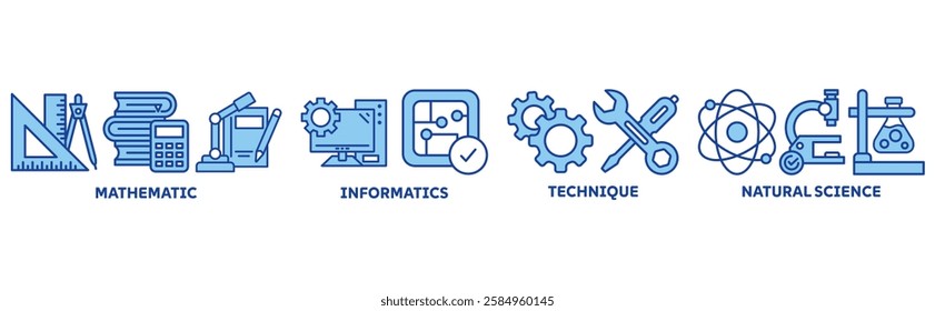 MINT icon set illustration concept with icon of mathematic, informatics, technique, natural science