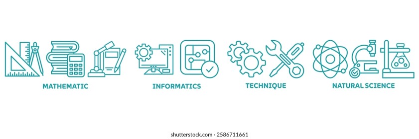 MINT icon set illustration concept with icon of mathematic, informatics, technique, natural science