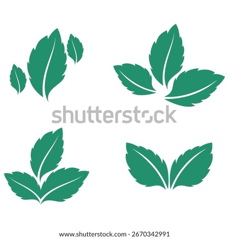 Mint Icon set. leaves on transparent background, Vector template illustration