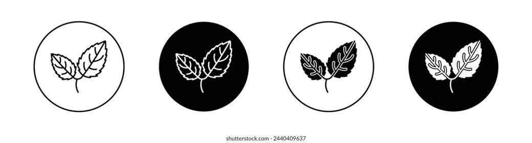 Mint icon set. peppermint leaf vector symbol. vegan leaves icon. vegetarian plant based dite sign.