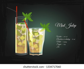 Mint Julep alcohol cocktail vector