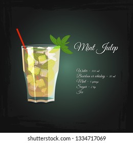 Mint Julep alcohol cocktail vector