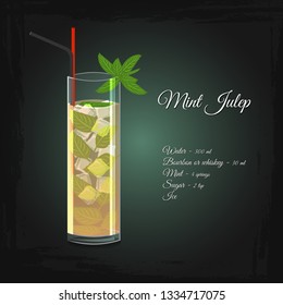 Mint Julep alcohol cocktail vector
