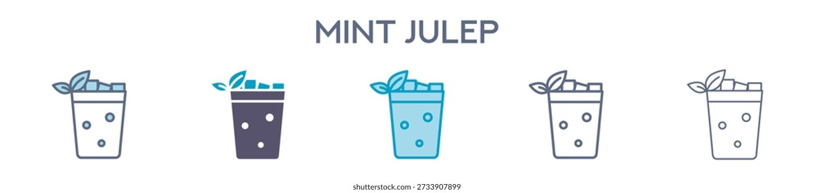 Menta Julep Cóctel Icono � Clásico Bourbon Línea de Bebida Ilustración vectorial