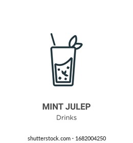 Mint Julep Umriss Vektorillustration Symbol. Dünne, schwarze Minze-Julep-Symbol, einfache flache Vektorillustration-Elementgrafik aus bearbeitbaren Getränken Konzept einzeln auf weißem Hintergrund