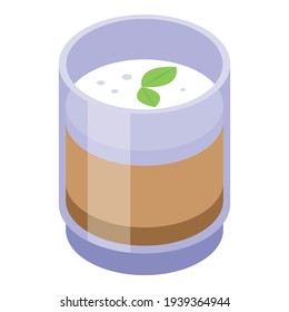 Icono de taza de café con leche. Isométrico del icono vectorial de la taza de latte de Mint para el diseño web aislado en fondo blanco