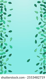 Mint Leaf Abstract Vector Blue Background Concept. Wind Greens Wallpaper. Lime Foliage Transparent Illustration. Leaves Swirl Background.