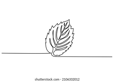 mint leaf continuous line drawing