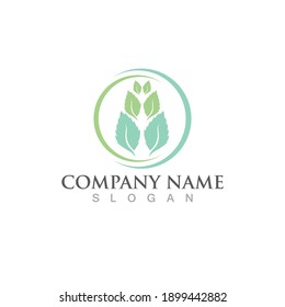 diseño de logotipo fresco verde de hoja de menta